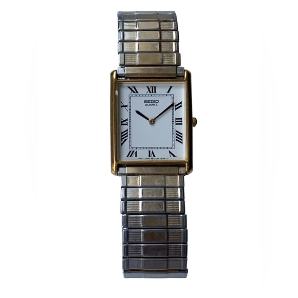 Vintage Seiko Men\'s Gold-Tone
Quartz Watch with Stainless Steel Stretch Band